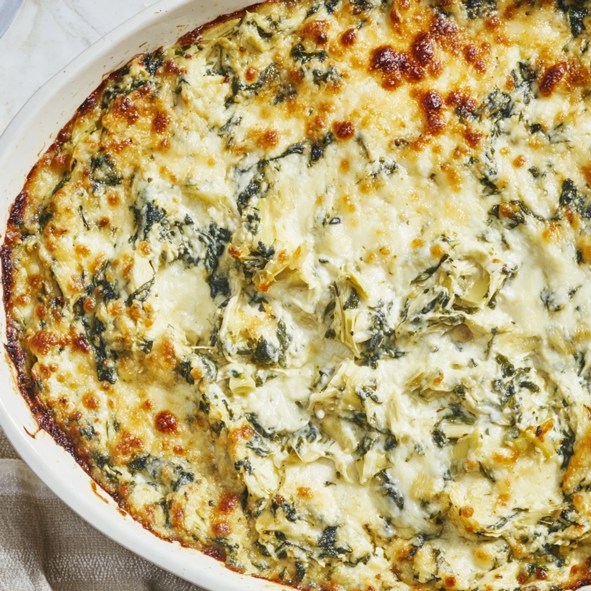 Steam rises from the creamy Super Bowl Spinach and Artichoke Dip, showing its rich texture beside crunchy pita triangles on a platter.