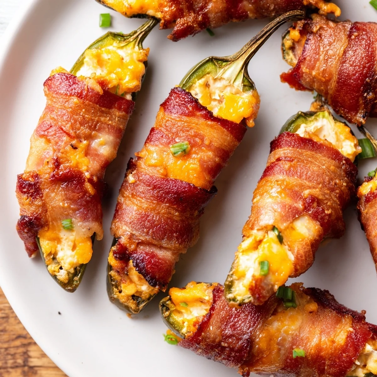 Freshly baked Game Day Jalapeno Poppers with Beef Bacon resting on a wooden serving board, garnished with fresh cilantro.