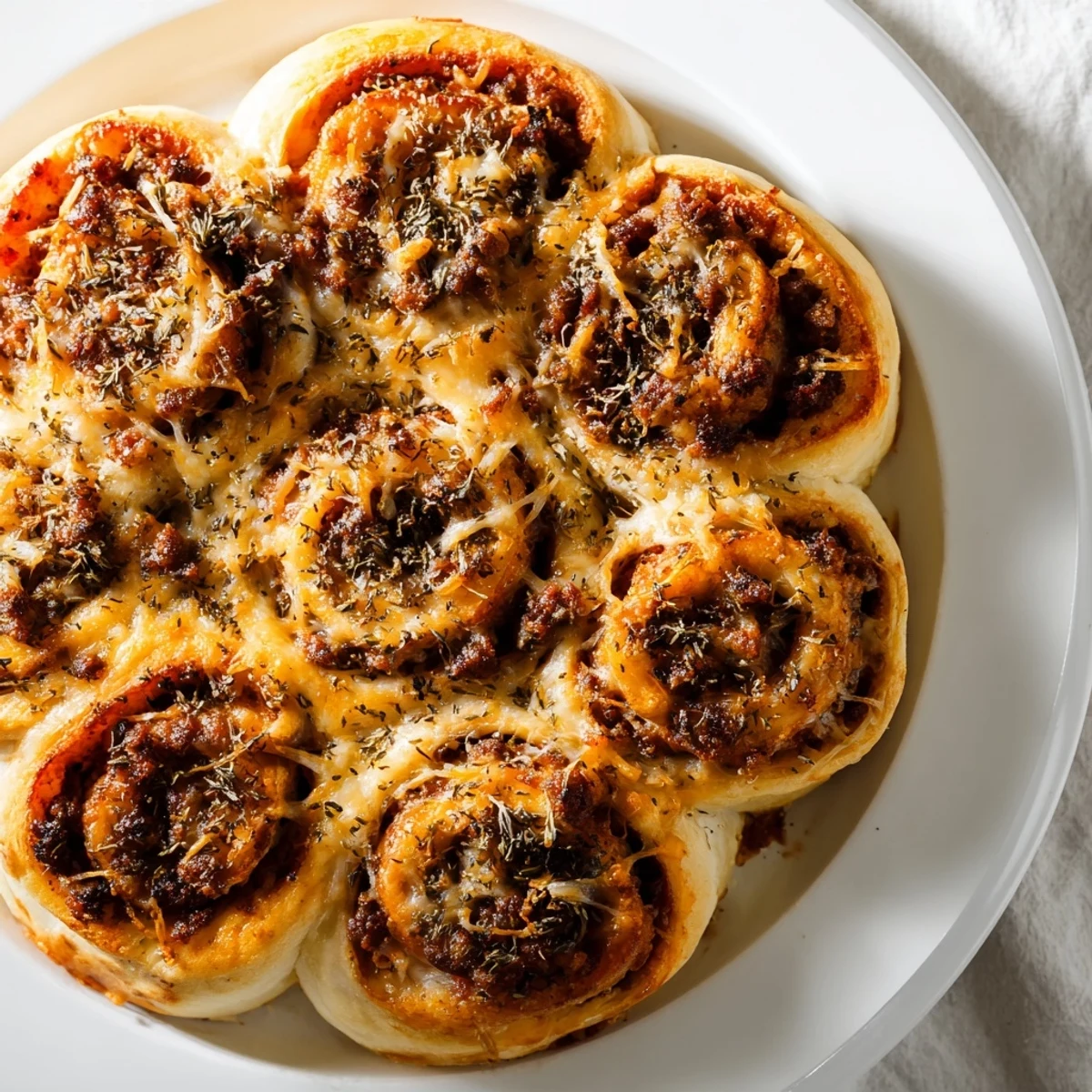 Golden-brown Game Day Pizza Rolls with Beef Pepperoni bubbling with melted mozzarella and cheddar on a parchment-lined baking sheet.