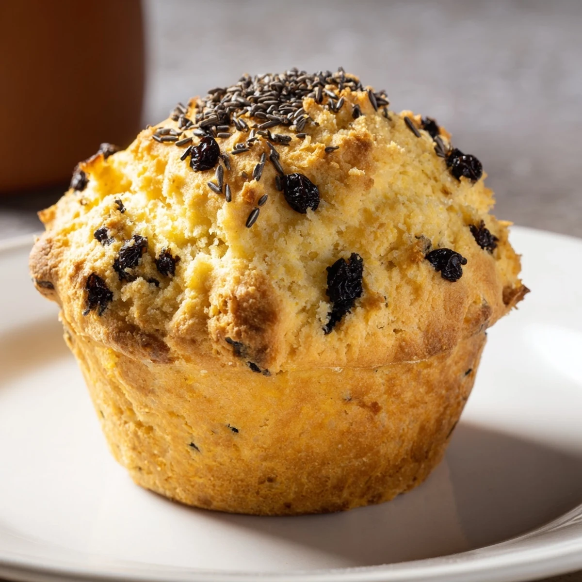 Irish Soda Bread Muffins with currants, lightly sweet and tender with a crumbly texture, arranged on a cozy breakfast plate.