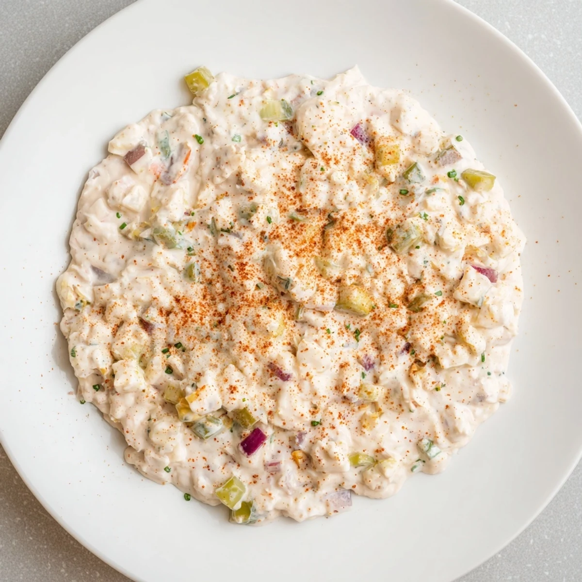 Homemade remoulade sauce with crab meat and herbs topped with tarragon, ready to spread on po' boy sandwiches.
