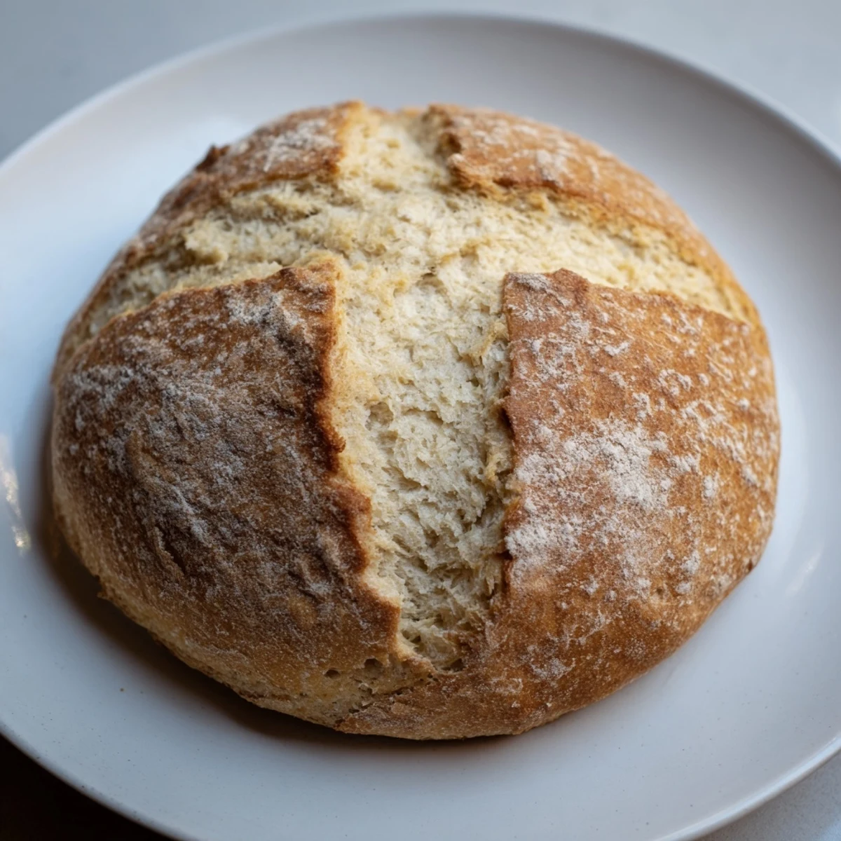Freshly baked Authentic 4-Ingredient Irish Soda Bread cooling on a wire rack, featuring a rustic shape and golden brown crust perfect for stews.