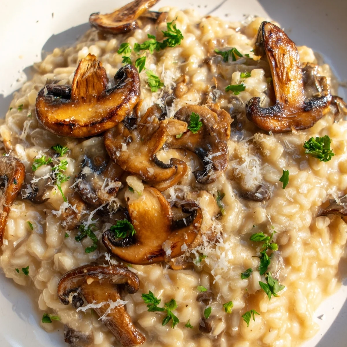 Serving suggestion for Creamy Mushroom Risotto, perfect for a cozy Italian dinner.