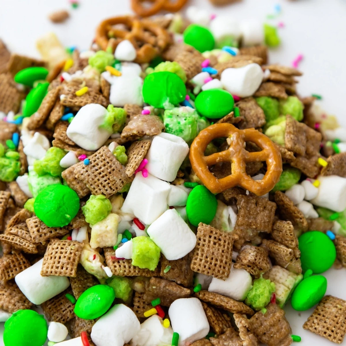 Festive Leprechaun Bait served in a green bowl for St. Patrick's Day parties and celebrations