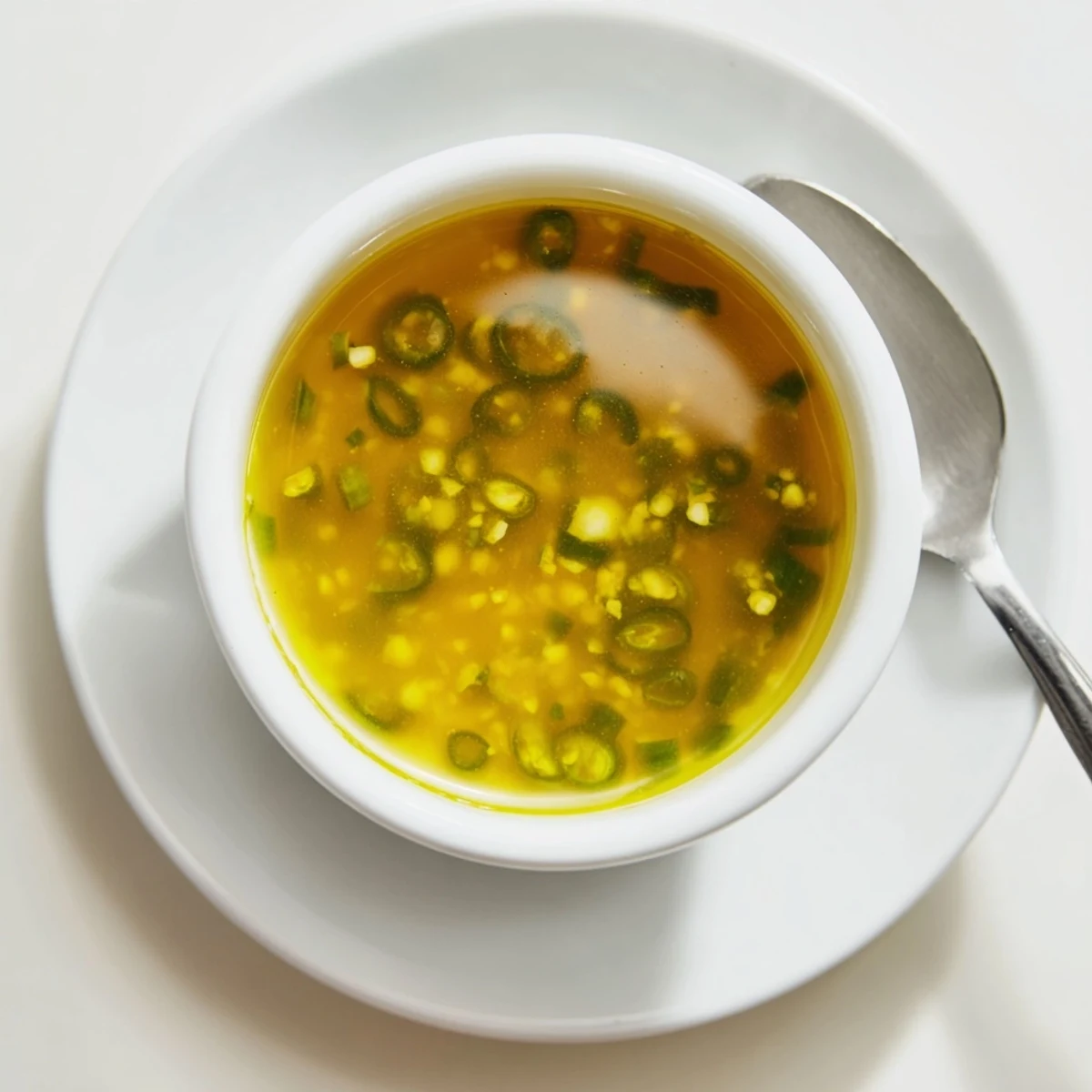 Golden jalapeño honey mustard sauce drizzled over crispy chicken tenders on a white plate