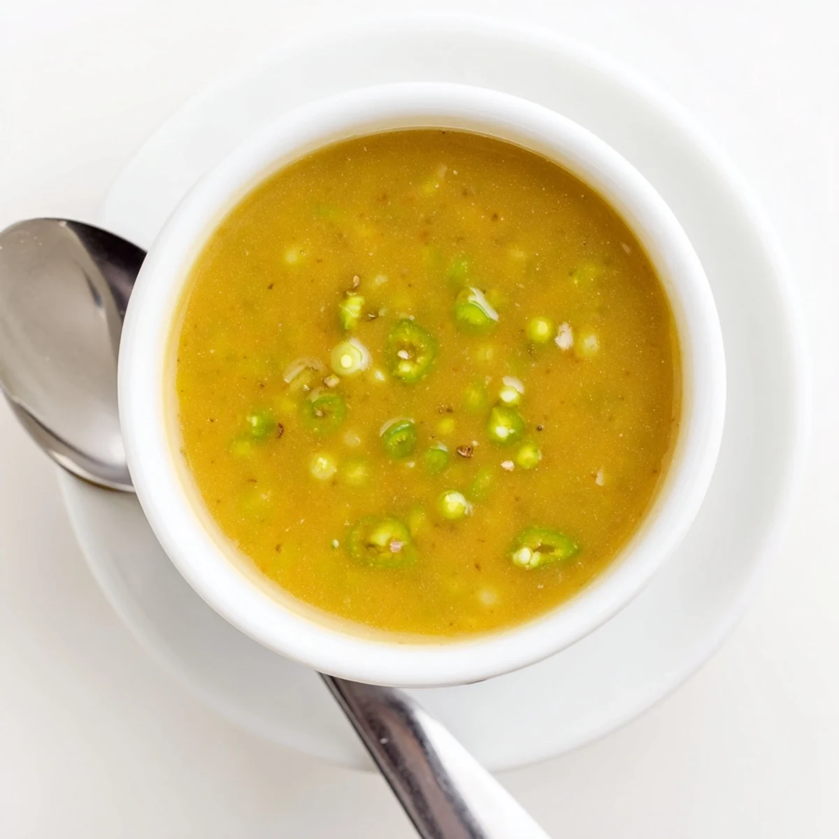 Spicy jalapeño honey mustard sauce pooled beside pretzels for dipping on rustic wooden board