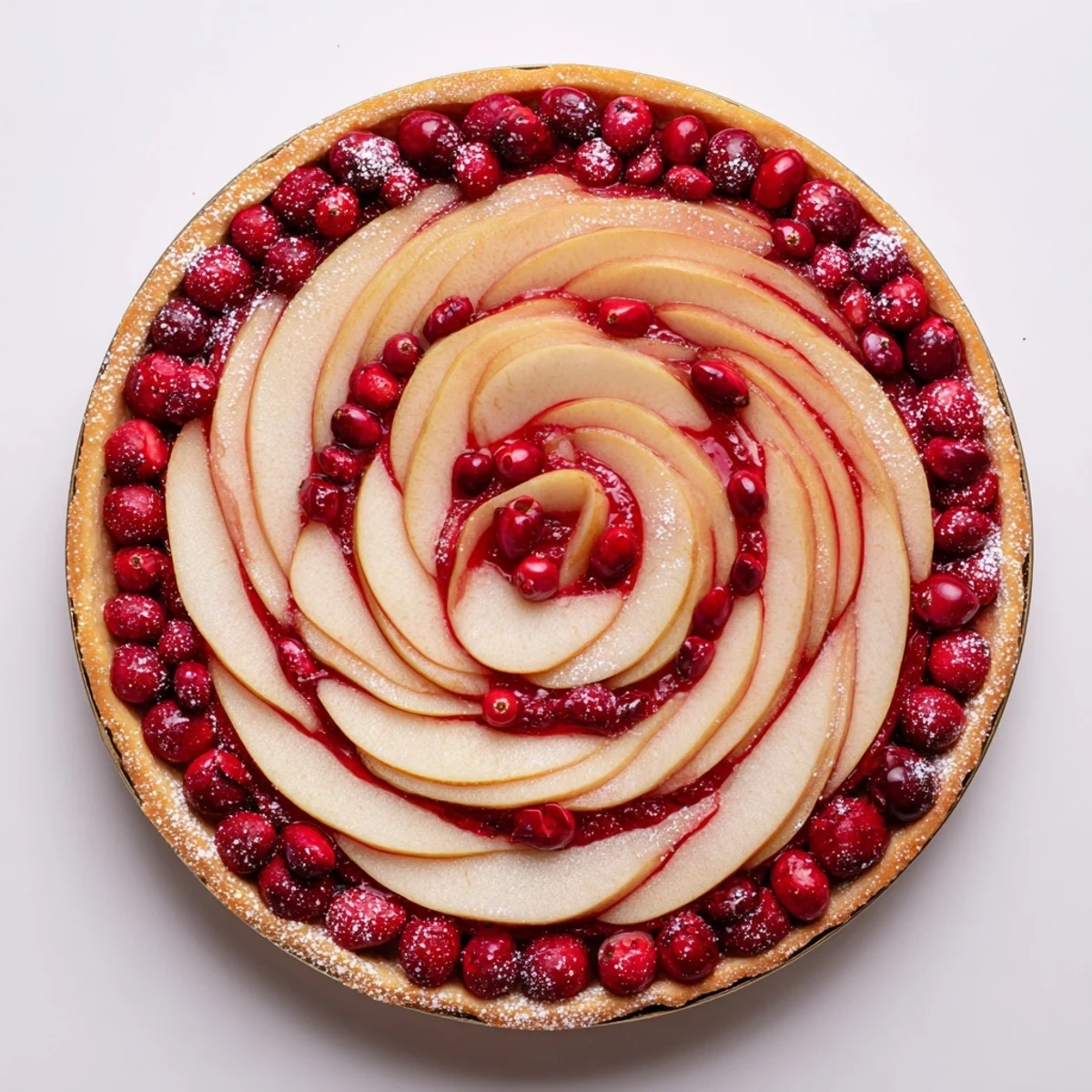 Rustic cranberry pear tart with orange-spiced fruit filling bubbling in a flaky homemade crust