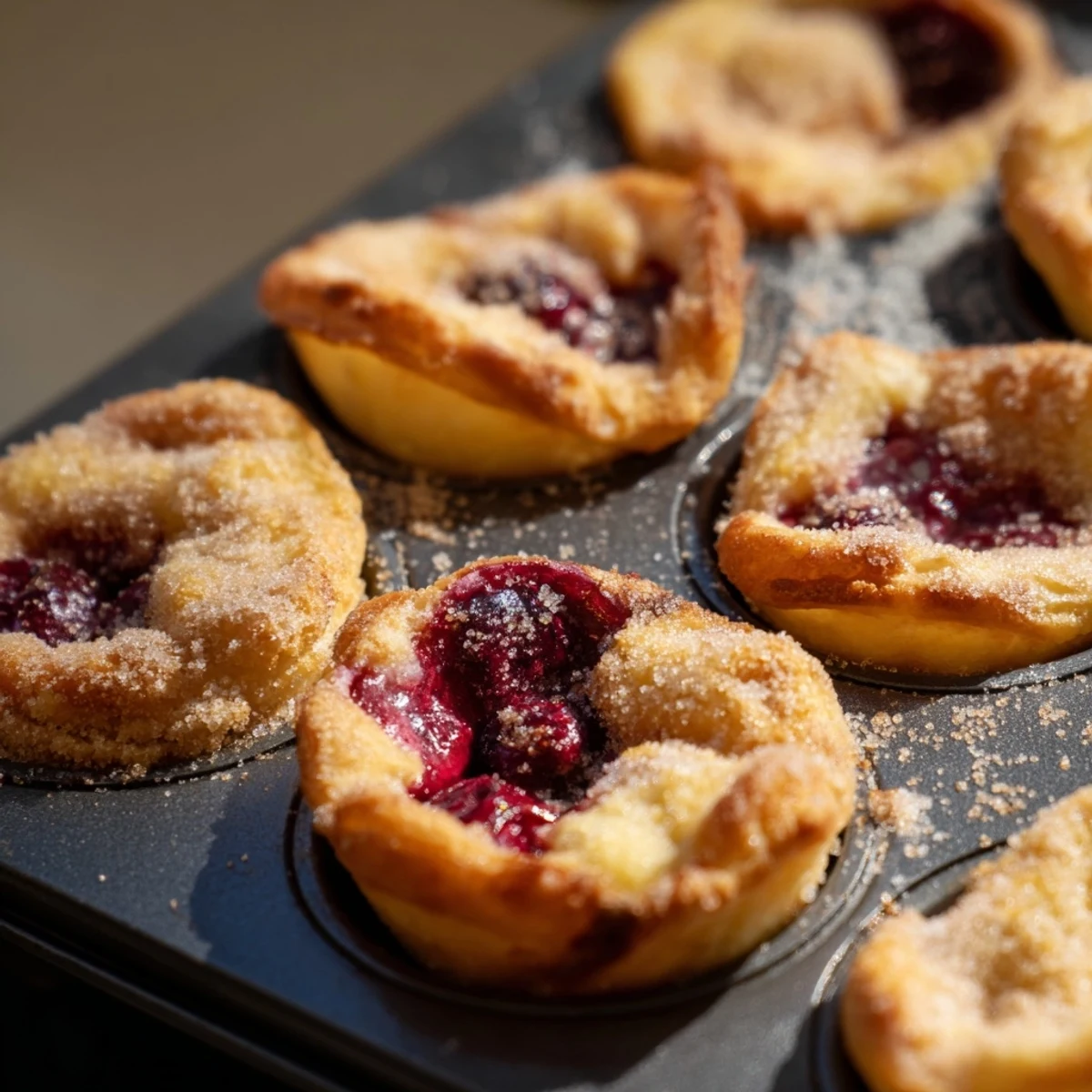 Bite-sized cherry pie bites arranged on a serving platter ready for dessert parties