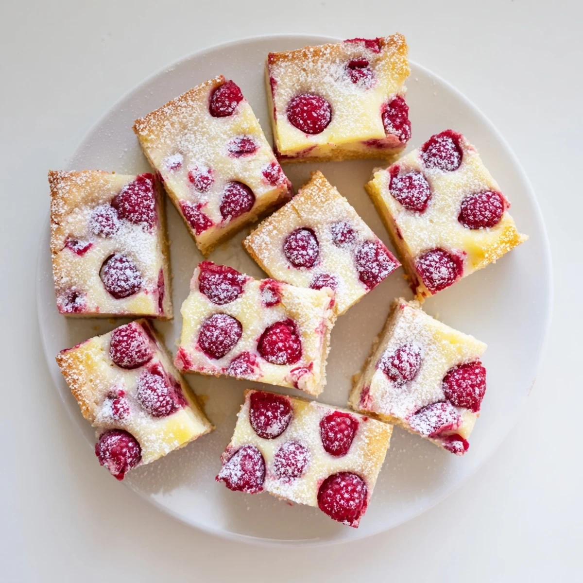Golden lemon raspberry bars featuring a buttery shortbread crust topped with vibrant red berries and tangy lemon curd