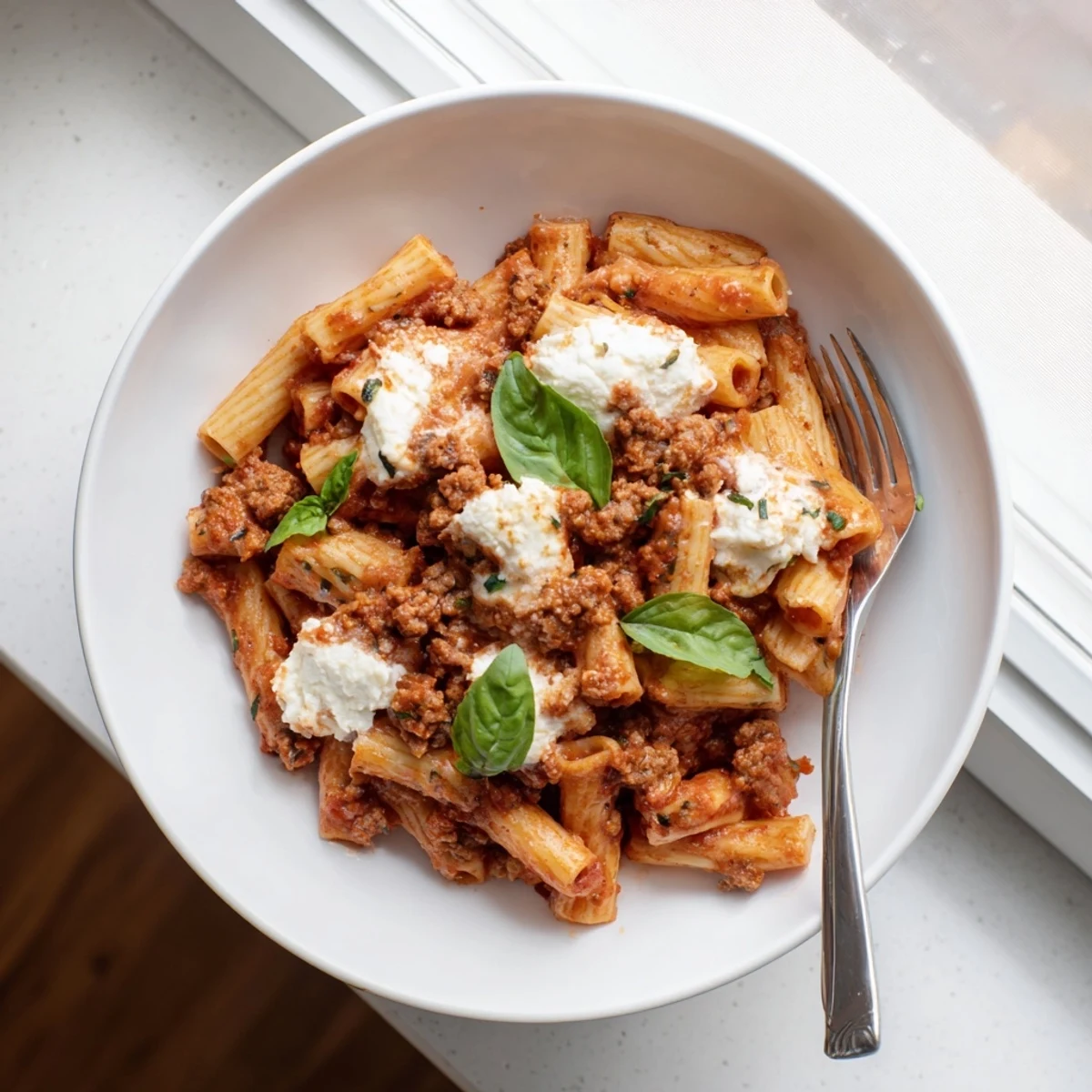 Family-friendly baked ziti featuring layered pasta, rich marinara, and bubbly cheese topping