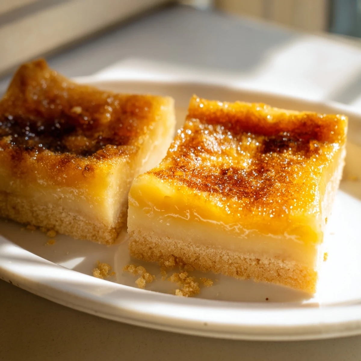 Golden caramelized sugar tops these creamy Creme Brulee Shortbread Cookies with crisp edges