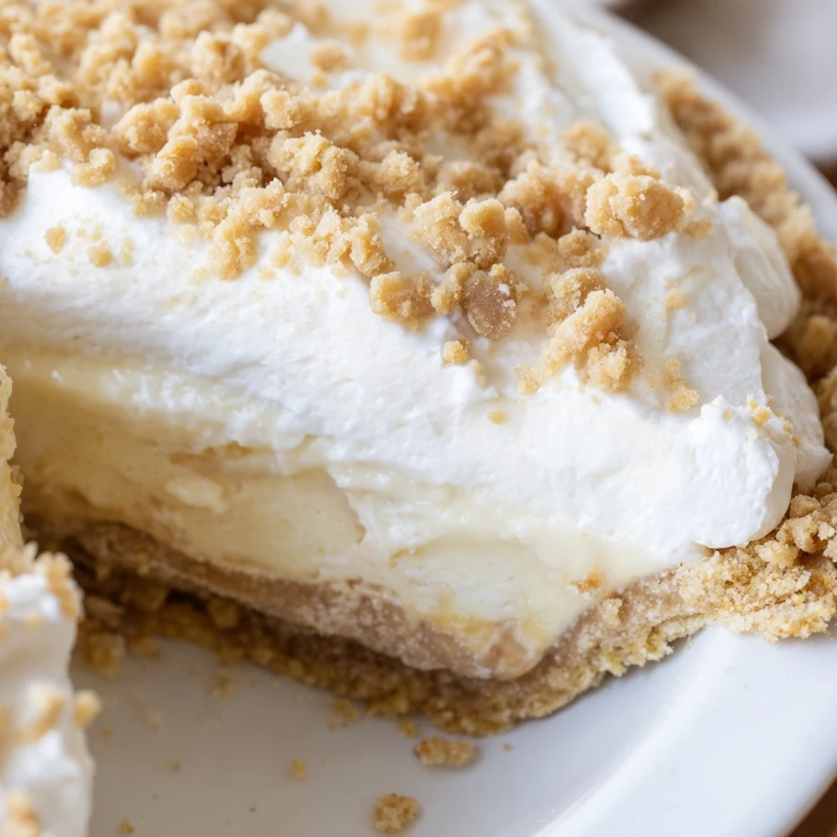 Old fashioned Amish peanut butter dream pie with velvety filling in flaky crust