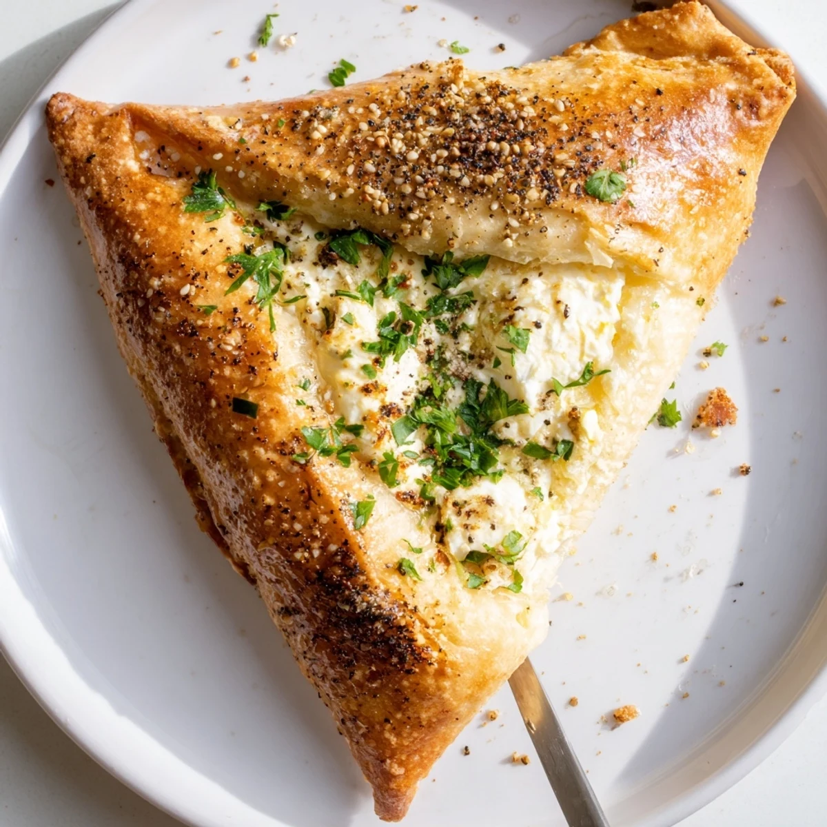 Homemade Cheese Fatayer Recipe on parchment, cheese oozing, perfect mezze snack