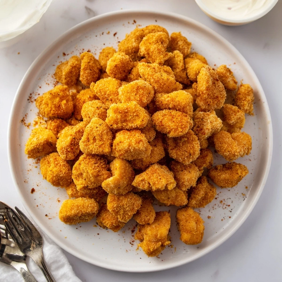 Buttermilk marinated Chicken Bites served hot with honey mustard and toothpicks