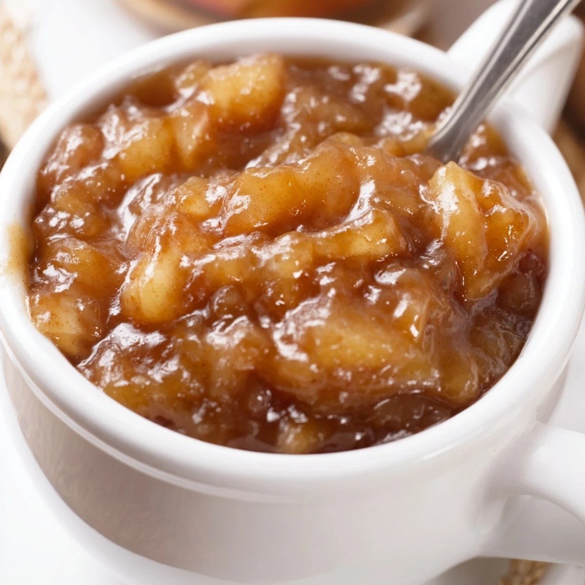 Homestyle Fall Caramel Apple Jam spooned over toast, buttery caramel aroma