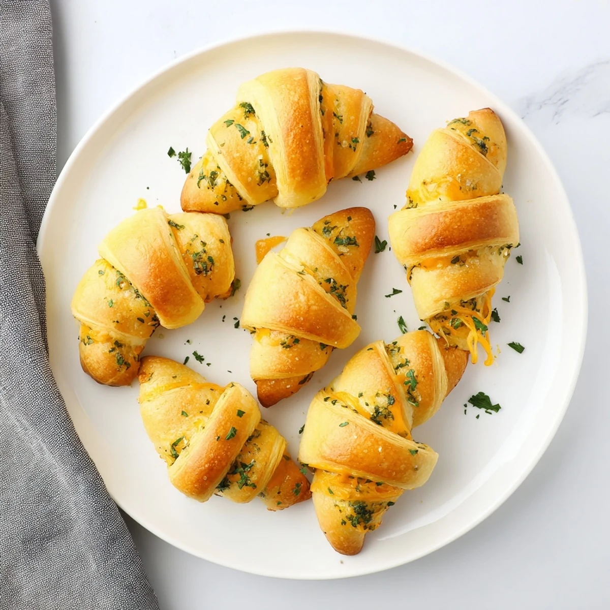 Baked to perfection cheesy garlic butter rollups with golden crust and savory herb topping