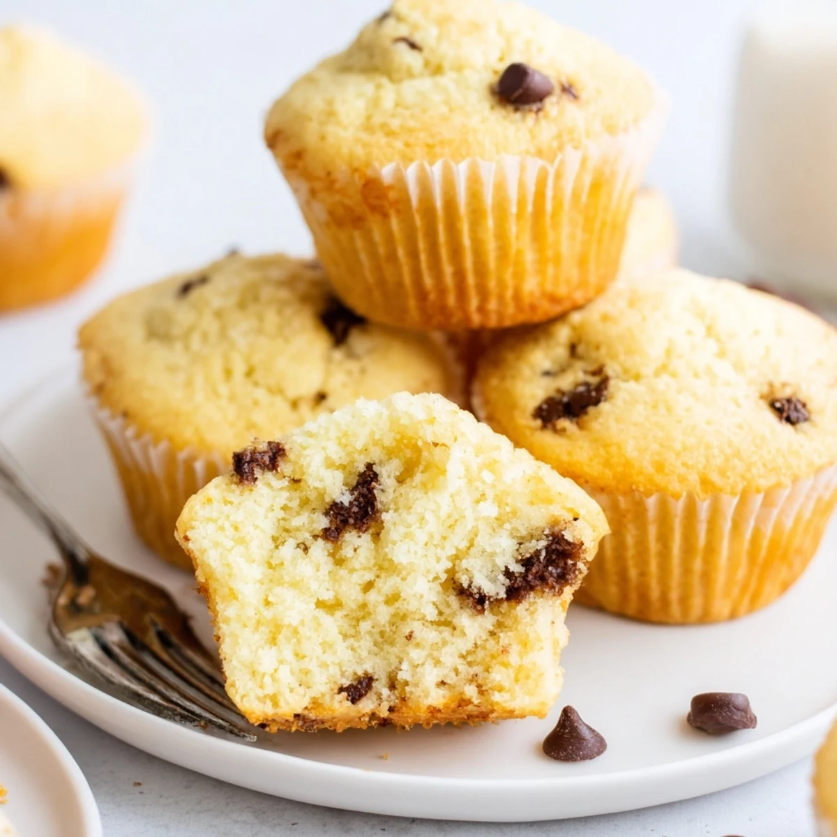 Tray of Little Bites Mini Muffins with melty chocolate chips, warm aroma