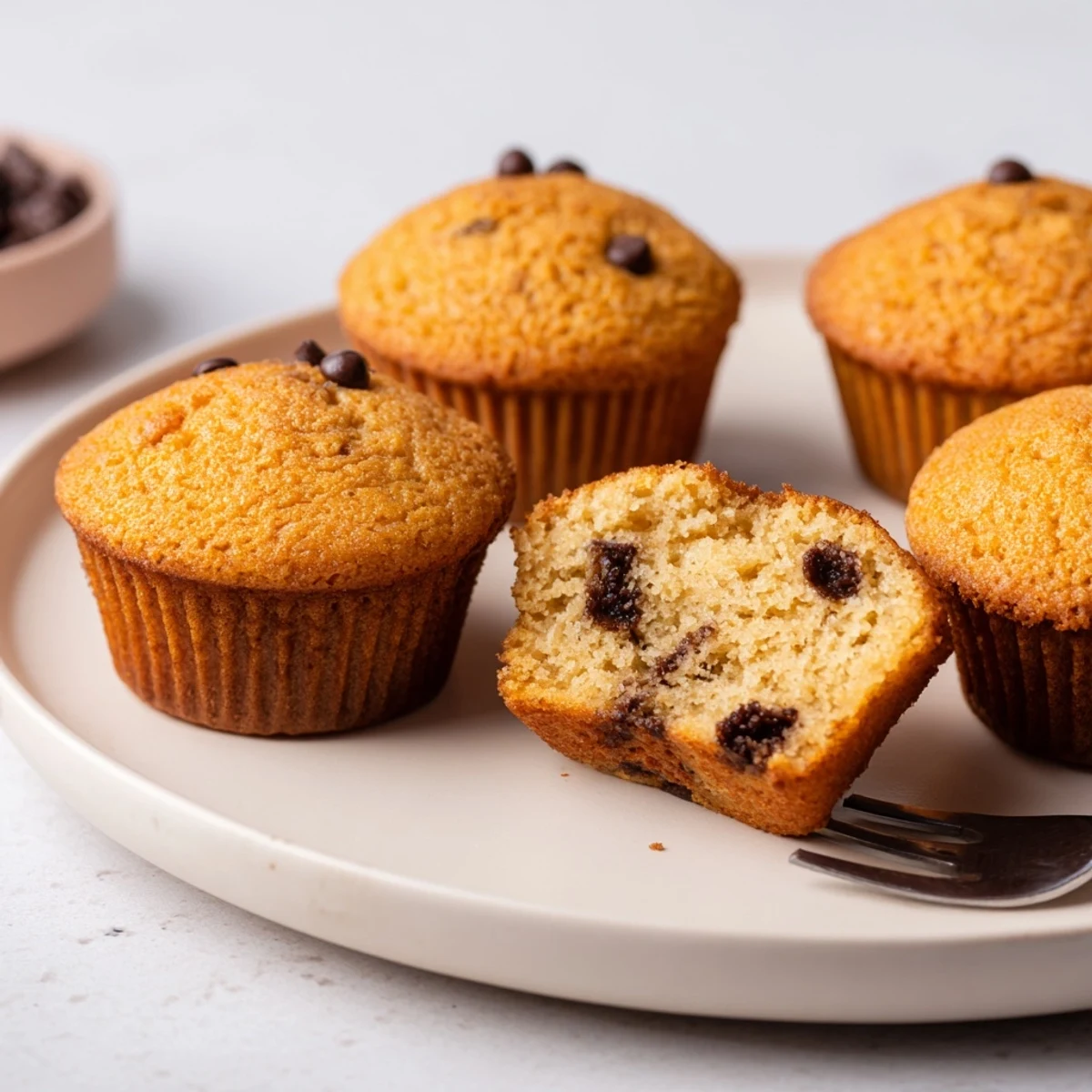 Fresh Little Bites Mini Muffins piled in lunchbox, soft crumb, buttery