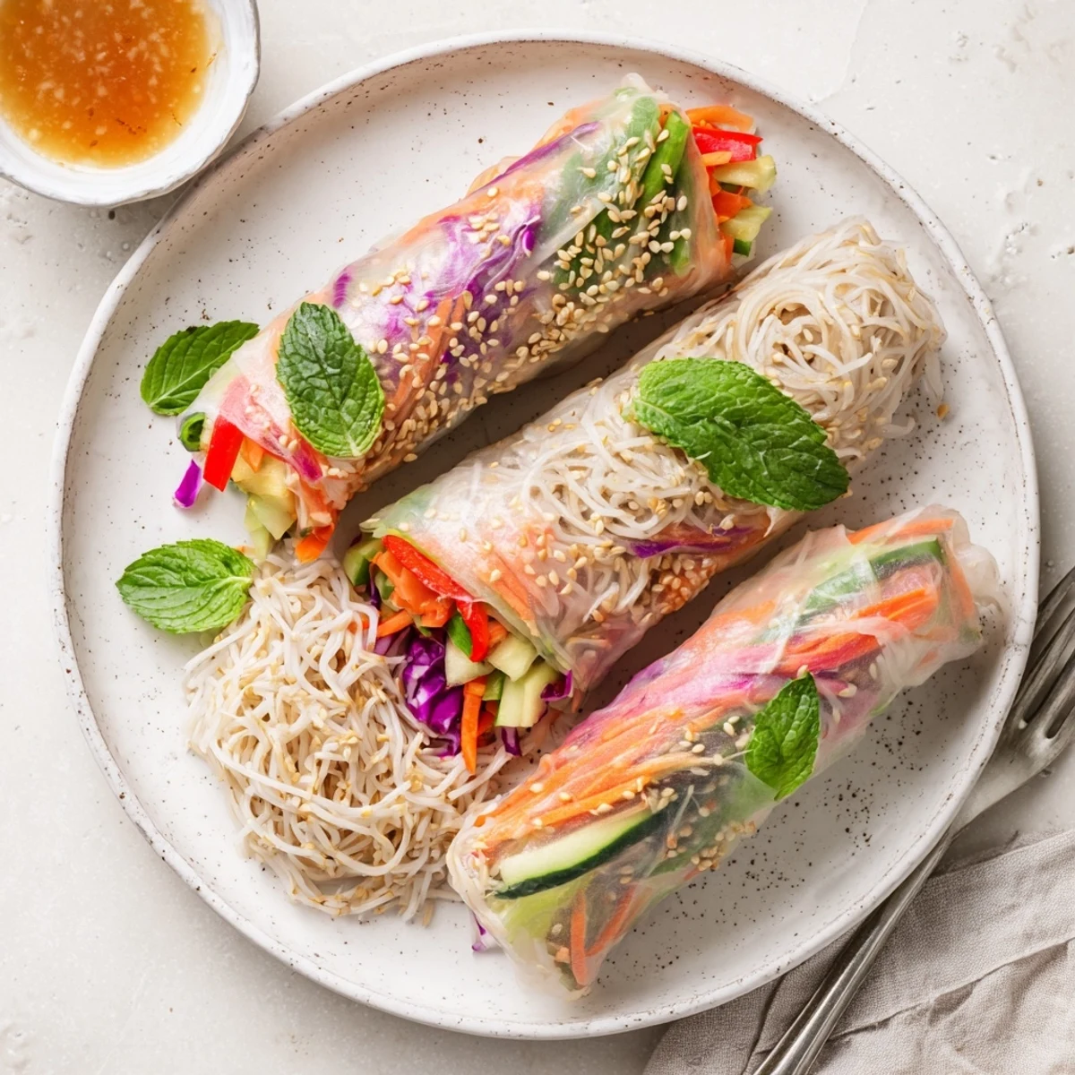 Hand rolled Gluten Free Vegetable Spring Rolls with tangy tamari and lime sauce.