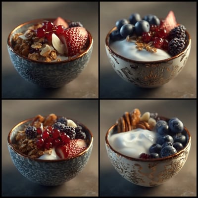 Close-up view of a tropical Easy Yogurt Granola Bowls 4 Ways featuring diced mango, coconut flakes, and crunchy cashews on creamy yogurt.