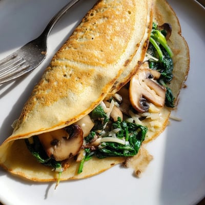 Savory Crepe with Spinach Mushroom