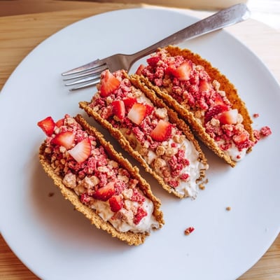 Strawberry Crunch Cheesecake Tacos